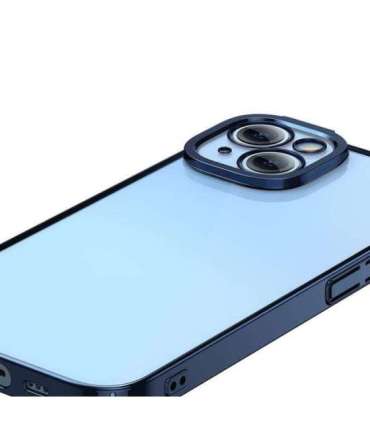 Baseus Glitter Transparent Case and Tempered Glass set for iPhone 14 Plus (blue)