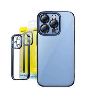 Baseus Glitter Transparent Case and Tempered Glass set for iPhone 14 Pro (blue)