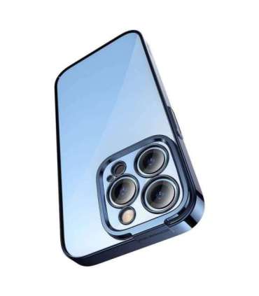 Baseus Glitter Transparent Case and Tempered Glass set for iPhone 14 Pro (blue)