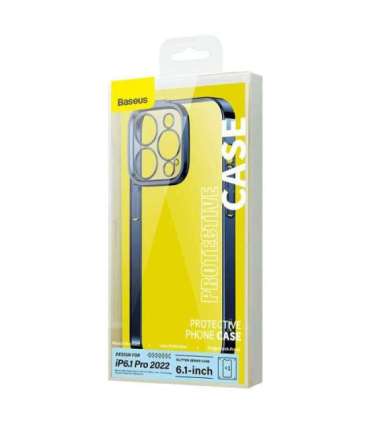 Baseus Glitter Transparent Case and Tempered Glass set for iPhone 14 Pro (blue)