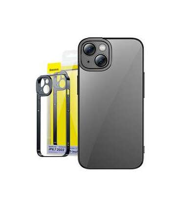 Baseus Glitter Transparent Case and Tempered Glass set for iPhone 14 Plus (black)