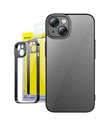 Baseus Glitter Transparent Case and Tempered Glass set for iPhone 14 Plus (black)