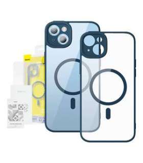 Baseus Frame Transparent Magnetic Case and Tempered Glass set for iPhone 14 Plus (blue)