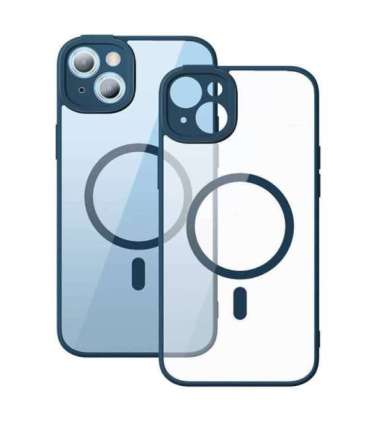 Baseus Frame Transparent Magnetic Case and Tempered Glass set for iPhone 14 Plus (blue)