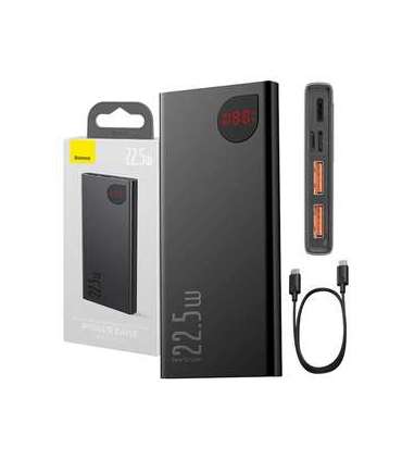 Powerbank Baseus Adaman Metal, 10000mAh, 2xUSB, USB-C, Lightning, MicroUSB  22.5W (black)