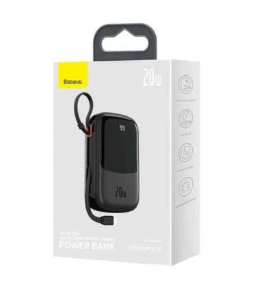 Powerbank Baseus Qpow PRO with Lightning cable, USB-C port and USB 20000mAh, 20W (Black)