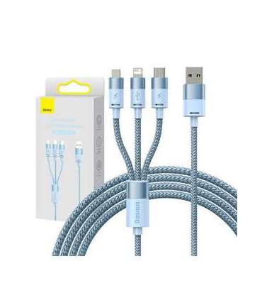 3in1 USB cable Baseus StarSpeed Series, USB-C + Micro + Lightning 3,5A, 1.2m (Blue)
