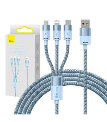 3in1 USB cable Baseus StarSpeed Series, USB-C + Micro + Lightning 3,5A, 1.2m (Blue)