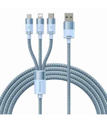 3in1 USB cable Baseus StarSpeed Series, USB-C + Micro + Lightning 3,5A, 1.2m (Blue)