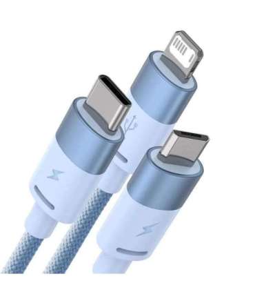 3in1 USB cable Baseus StarSpeed Series, USB-C + Micro + Lightning 3,5A, 1.2m (Blue)
