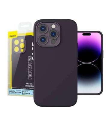 Baseus Liquid Silica Gel Case for iPhone 14 Pro (Elderberry)+ tempered glass + cleaning kit