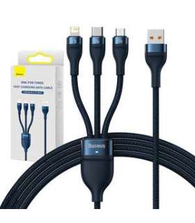 3in1 USB cable Baseus USB 3in1 Baseus Flash Series,  USB-C + Micro + Lightning 66W, 1.2m (blue)