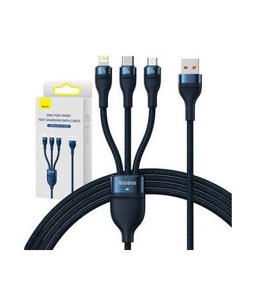 3in1 USB cable Baseus USB 3in1 Baseus Flash Series,  USB-C + Micro + Lightning 66W, 1.2m (blue)