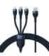 3in1 USB cable Baseus USB 3in1 Baseus Flash Series,  USB-C + Micro + Lightning 66W, 1.2m (blue)