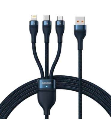 3in1 USB cable Baseus USB 3in1 Baseus Flash Series,  USB-C + Micro + Lightning 66W, 1.2m (blue)