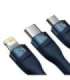 3in1 USB cable Baseus USB 3in1 Baseus Flash Series,  USB-C + Micro + Lightning 66W, 1.2m (blue)