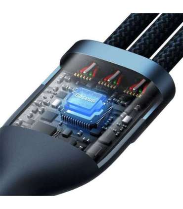 3in1 USB cable Baseus USB 3in1 Baseus Flash Series,  USB-C + Micro + Lightning 66W, 1.2m (blue)