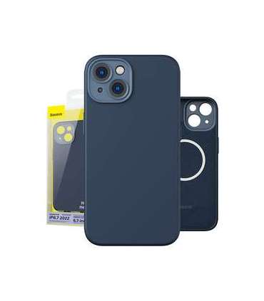 Baseus Liquid Silica Magnetic Case and Tempered Glass set for iPhone 14 Plus (blue)