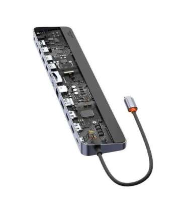 Hub 12w1 Baseus EliteJoy Gen2 series USB-C do 2xHDMI+ 3xUSB 3.0+ PD+ DP+ SD/TF+ RJ45+Type-C+ 3.5mm (dark grey)