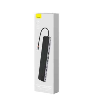 Hub 12w1 Baseus EliteJoy Gen2 series USB-C do 2xHDMI+ 3xUSB 3.0+ PD+ DP+ SD/TF+ RJ45+Type-C+ 3.5mm (dark grey)