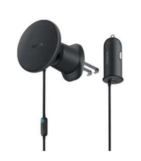 Magnetic Car Phone Holder Baseus CW01 to Ventilation Grid with car charger USB-C, 15W + 25W (black)