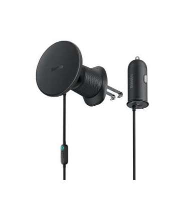 Magnetic Car Phone Holder Baseus CW01 to Ventilation Grid with car charger USB-C, 15W + 25W (black)