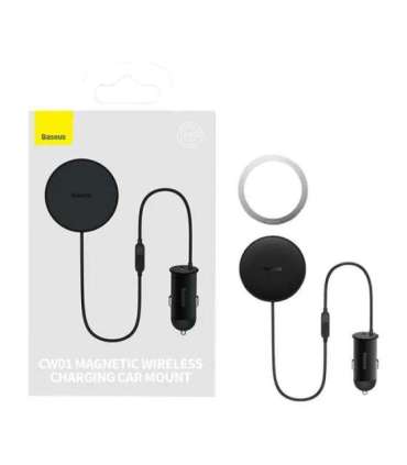 Magnetic Car Phone Holder Baseus CW01 to Ventilation Grid with car charger USB-C, 15W + 25W (black)