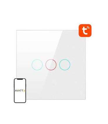 Smart Light Switch ZigBee Avatto LZTS02-EU-W3 3 Way No Neutral TUYA (white)
