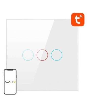 Smart Light Switch ZigBee Avatto LZTS02-EU-W3 3 Way No Neutral TUYA (white)