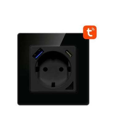 Smart WiFi Wall Socket Avatto N-WOT10-USB-B TUYA USB USB-C (black)