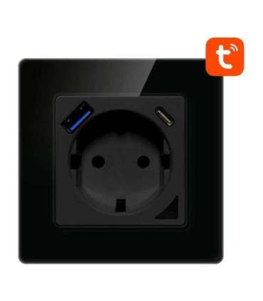 Smart WiFi Wall Socket Avatto N-WOT10-USB-B TUYA USB USB-C (black)