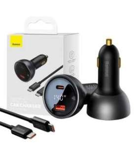 Car charger Baseus Superme, USB, USB-C, 140W (black)
