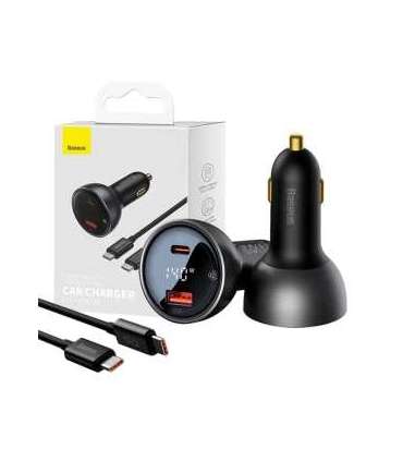 Car charger Baseus Superme, USB, USB-C, 140W (black)