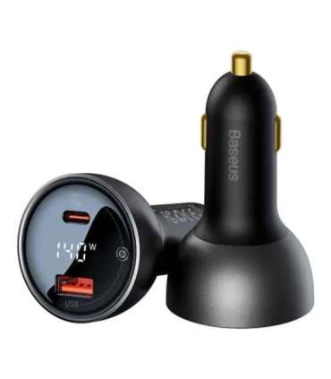 Car charger Baseus Superme, USB, USB-C, 140W (black)