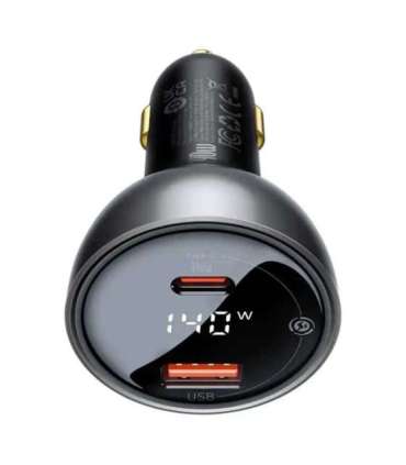 Car charger Baseus Superme, USB, USB-C, 140W (black)