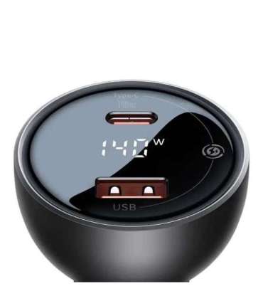 Car charger Baseus Superme, USB, USB-C, 140W (black)