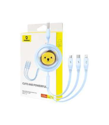 Charging Cable 3w1 Baseus USB to USB-C, USB-M, Lightning 3,5A, 1,1m (blue)