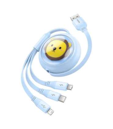 Charging Cable 3w1 Baseus USB to USB-C, USB-M, Lightning 3,5A, 1,1m (blue)