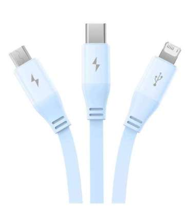 Charging Cable 3w1 Baseus USB to USB-C, USB-M, Lightning 3,5A, 1,1m (blue)