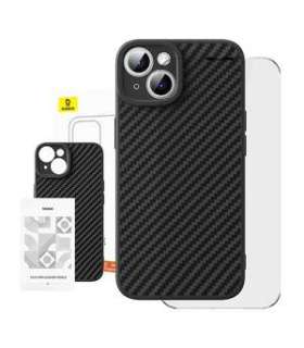 Case Baseus Synthetic Fiber iPhone 15 Plus + tempered glass