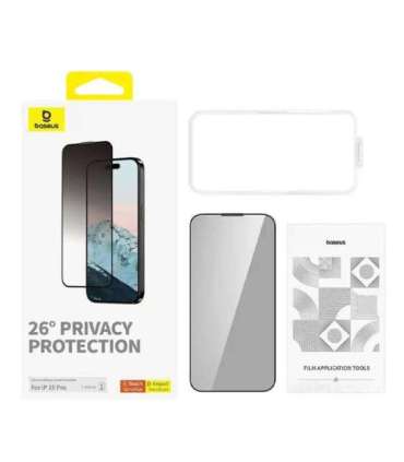 Privacy Protection Tempered Glass Baseus Diamond iPhone 15 Pro