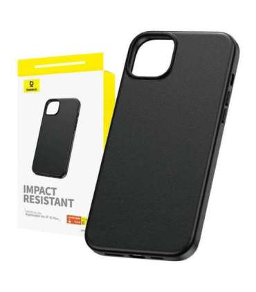 Phone Case for iPhone 15 Plus Baseus Fauxther Series (Black)