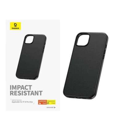Phone Case for iPhone 15 ProMax Baseus Fauxther Series (Black)