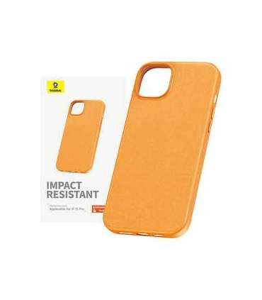 Phone Case for iPhone 15 ProMax Baseus Fauxther Series (Orange)