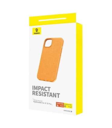 Phone Case for iPhone 15 Pro Baseus Fauxther Series (Orange)