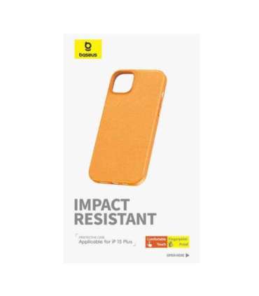 Phone Case for iPhone 15 Plus Baseus Fauxther Series (Orange)