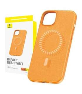 Magnetic Phone Case for iPhone 15 Plus Baseus Fauxther Series (Orange)