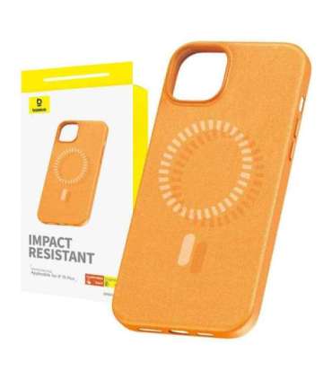 Magnetic Phone Case for iPhone 15 Plus Baseus Fauxther Series (Orange)