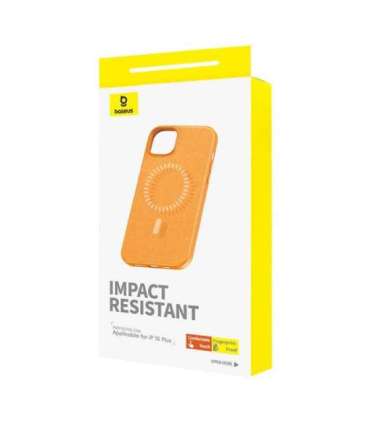 Magnetic Phone Case for iPhone 15 Plus Baseus Fauxther Series (Orange)
