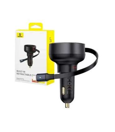 Car Charger Baseus Enjoyment Pro with lightning cable + USB-C , 55W (black)